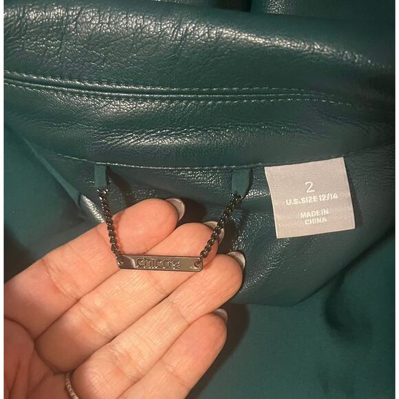 CHICO'S Faux Leather Jasper Green Women's Shacket Outerwear Jacket sz. 2 or L - Picture 4 of 10